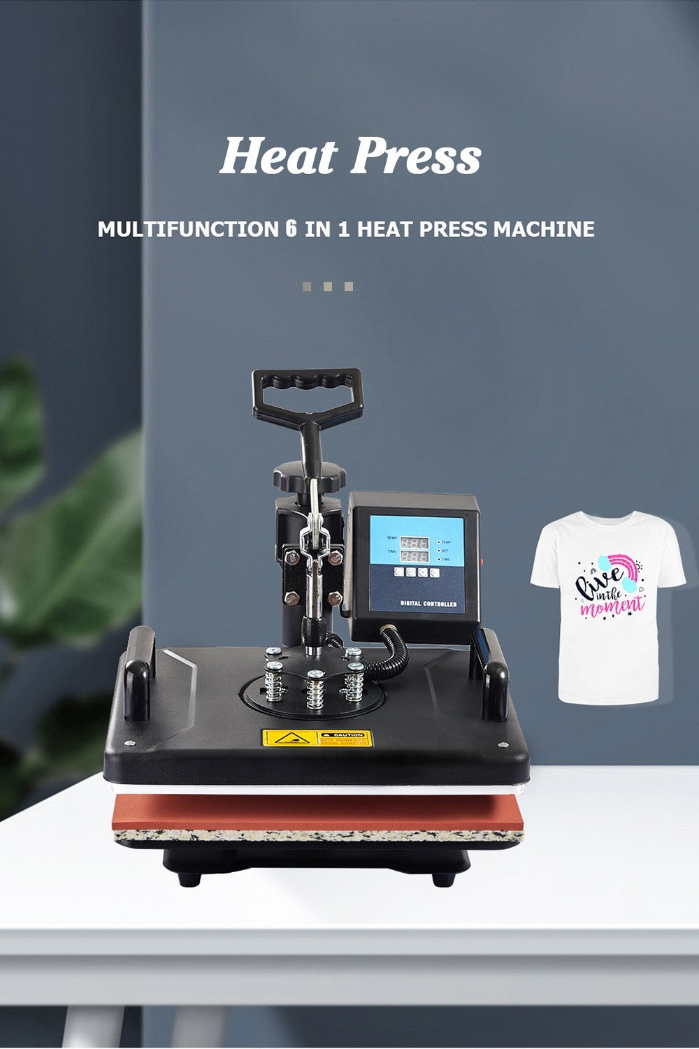 SHUOHAO SH06 6 in 1 Heat Press Machine, 11.4*15in, for Cap/Bag/Mouse Pad/Phone Case/Pillows/Mug/Plate/Coaster/T-shirts