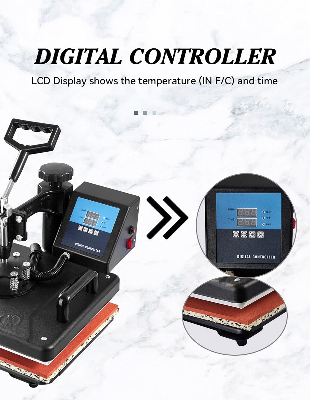 SHUOHAO SH06 6 in 1 Heat Press Machine, 11.4*15in, for Cap/Bag/Mouse Pad/Phone Case/Pillows/Mug/Plate/Coaster/T-shirts