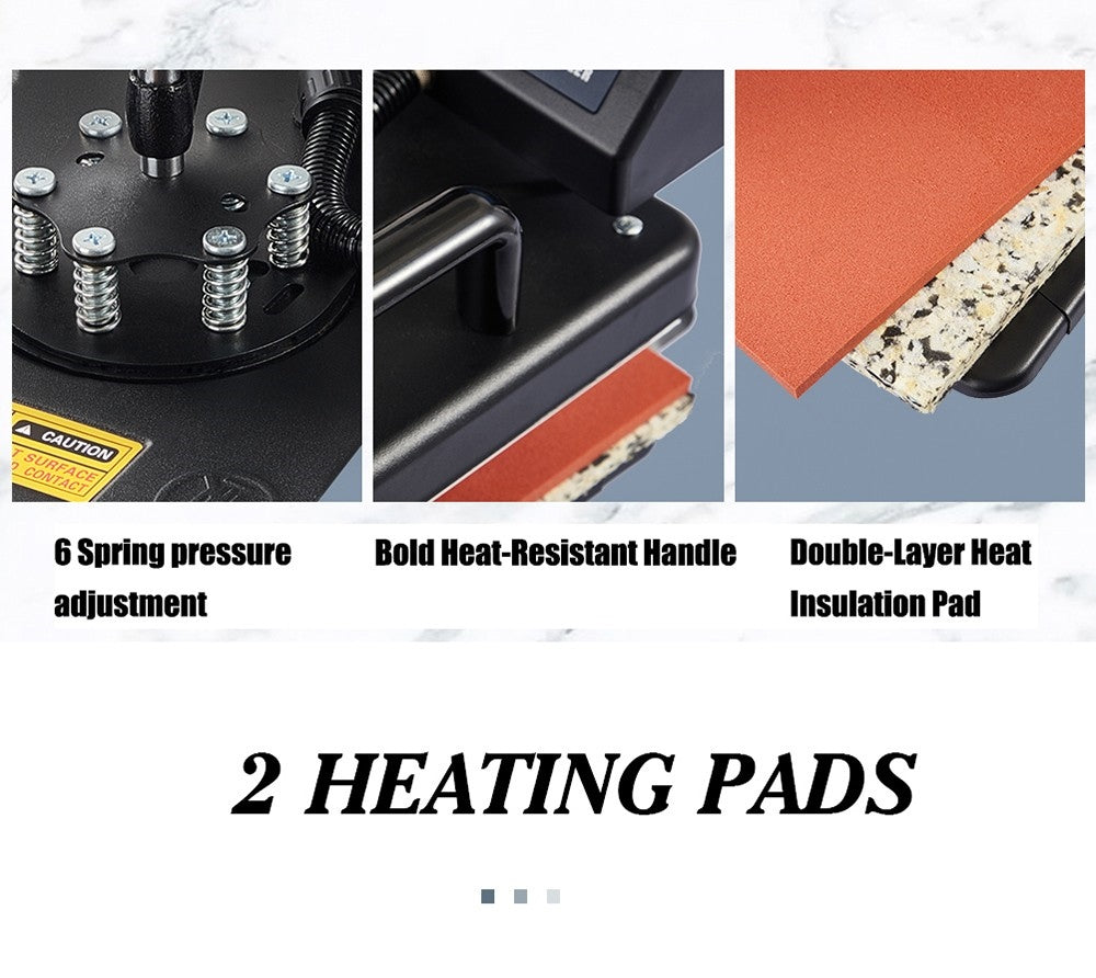 SHUOHAO SH06 6 in 1 Heat Press Machine, 11.4*15in, for Cap/Bag/Mouse Pad/Phone Case/Pillows/Mug/Plate/Coaster/T-shirts