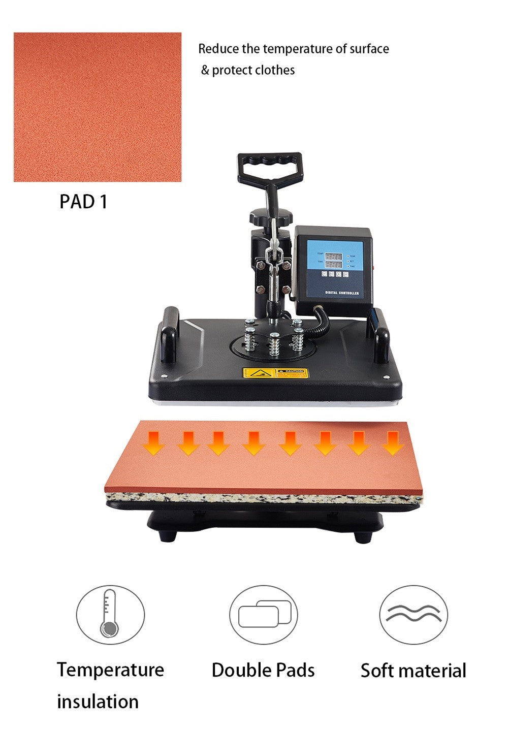 SHUOHAO SH06 6 in 1 Heat Press Machine, 11.4*15in, for Cap/Bag/Mouse Pad/Phone Case/Pillows/Mug/Plate/Coaster/T-shirts