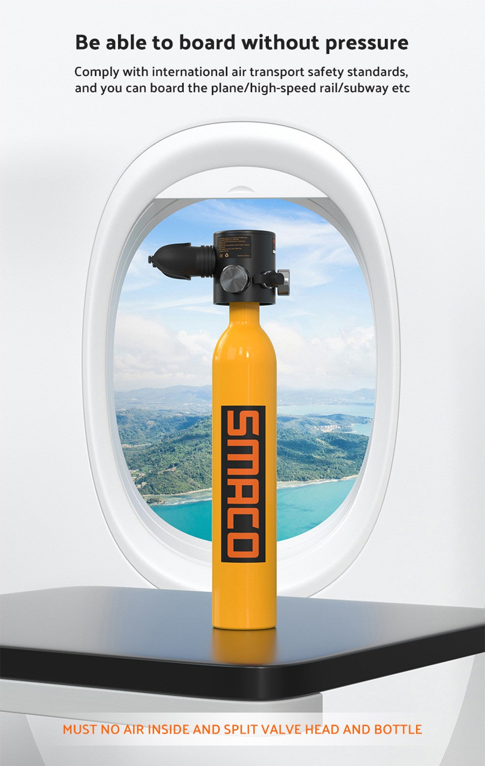 SMACO S300 Plus 0.5L Mini Scuba Tank - Black