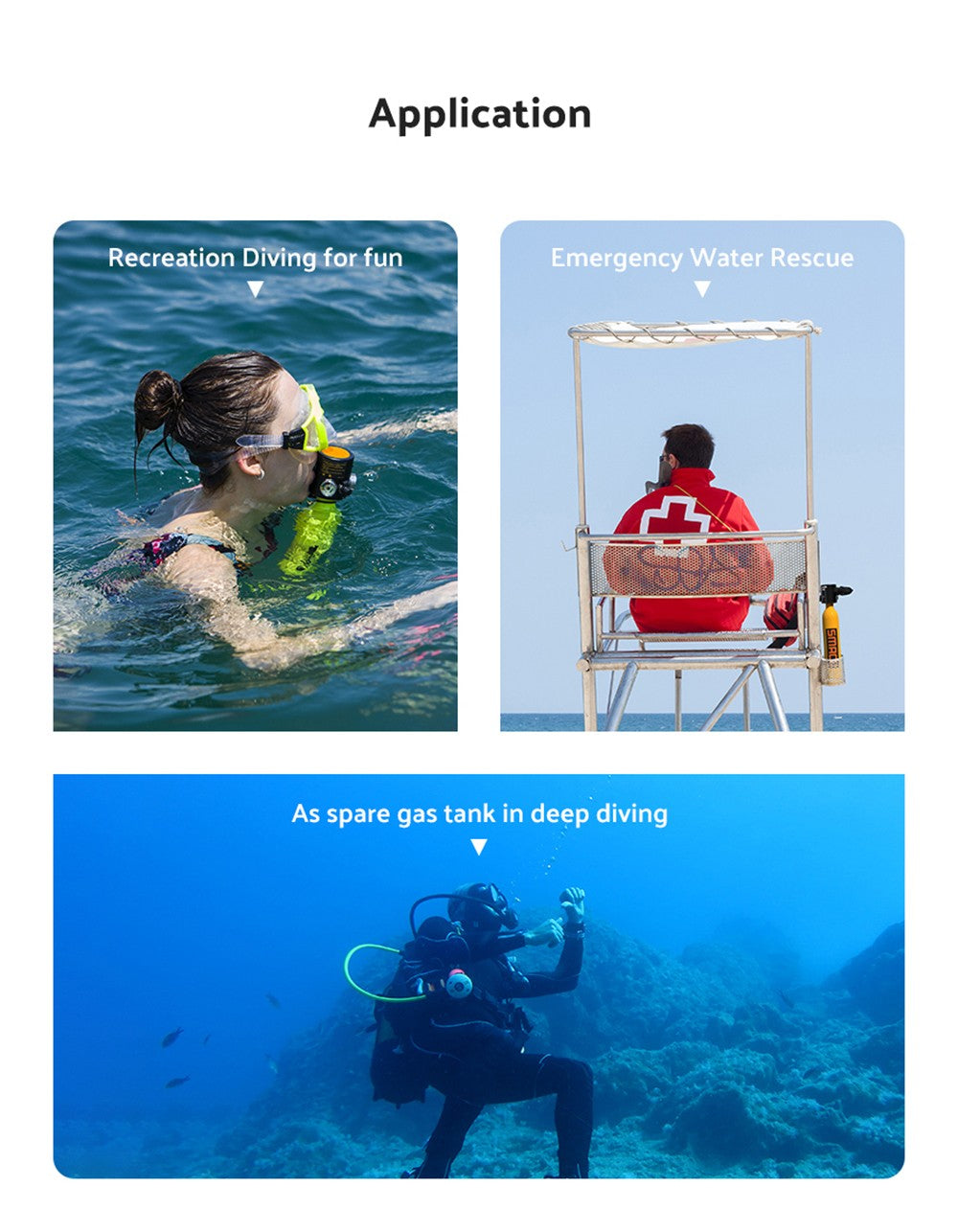 SMACO S300 Plus 0.5L Mini Scuba Tank - Black