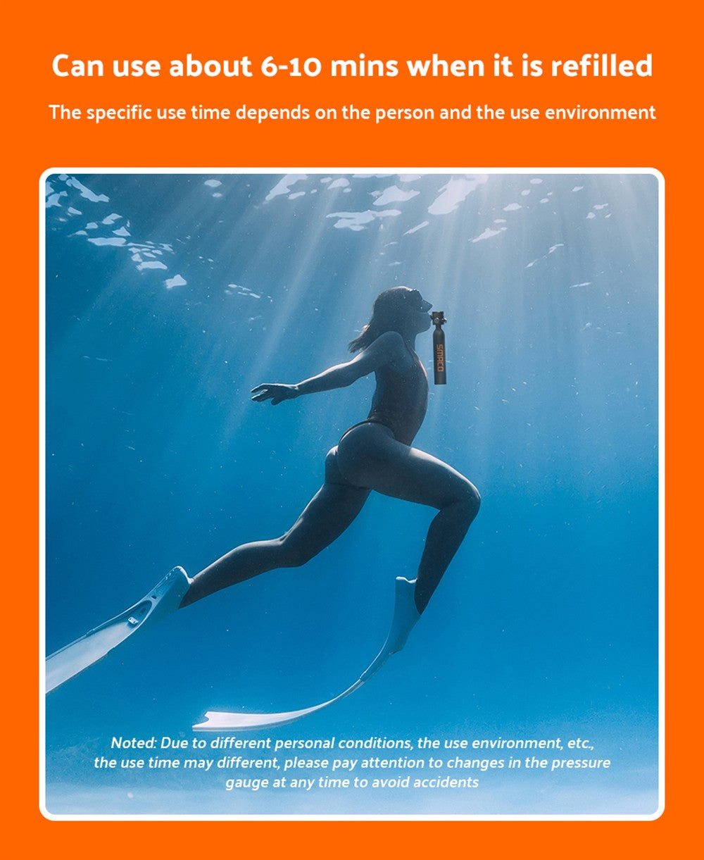 SMACO S300 Plus 0.5L Mini Scuba Tank - Black