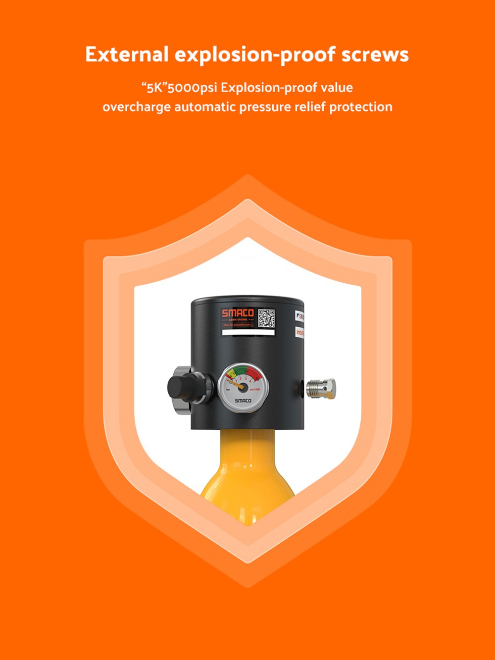 SMACO S300 Plus 0.5L Mini Scuba Tank - Black