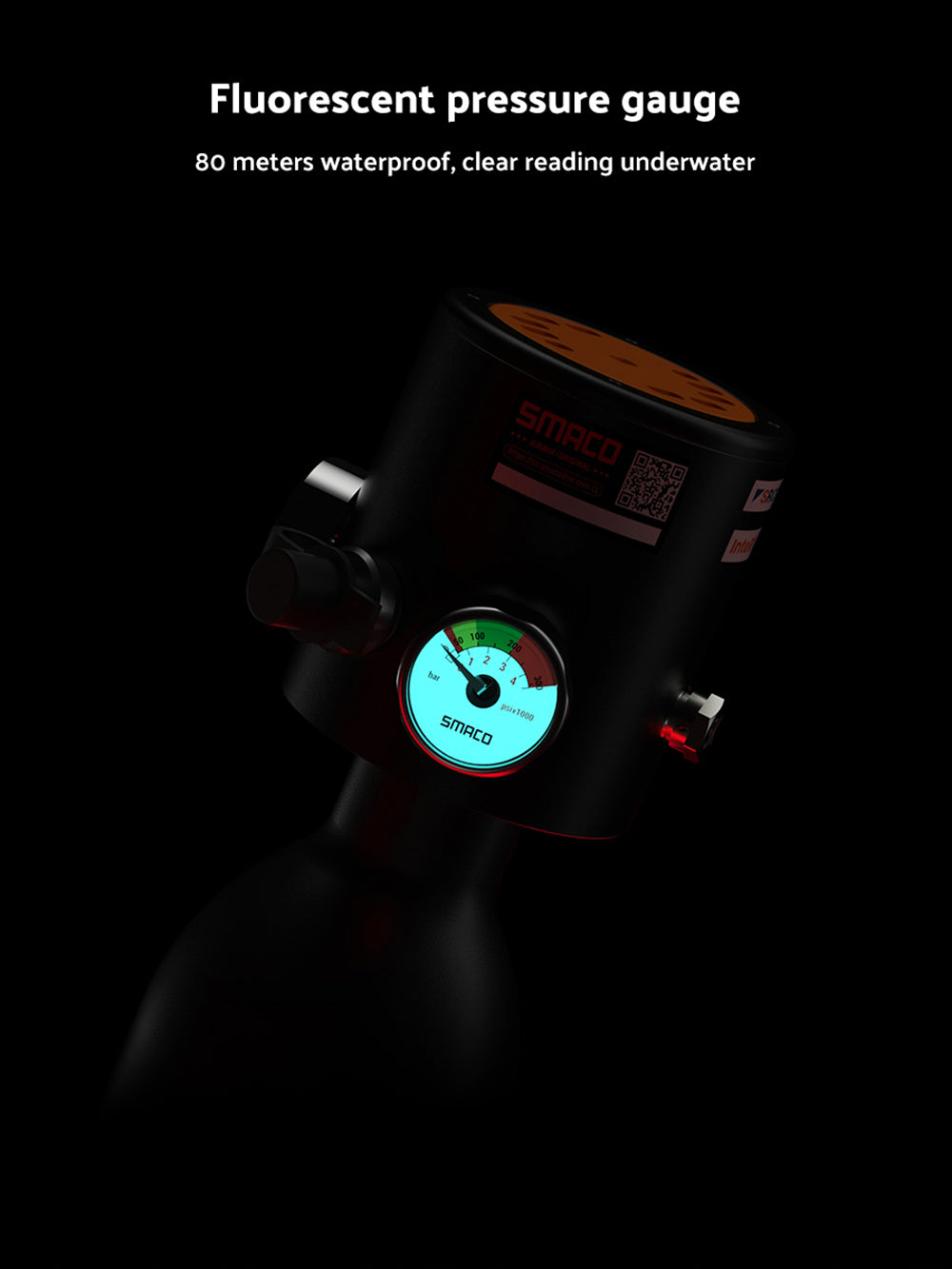 SMACO S300 Plus 0.5L Mini Scuba Tank - Black