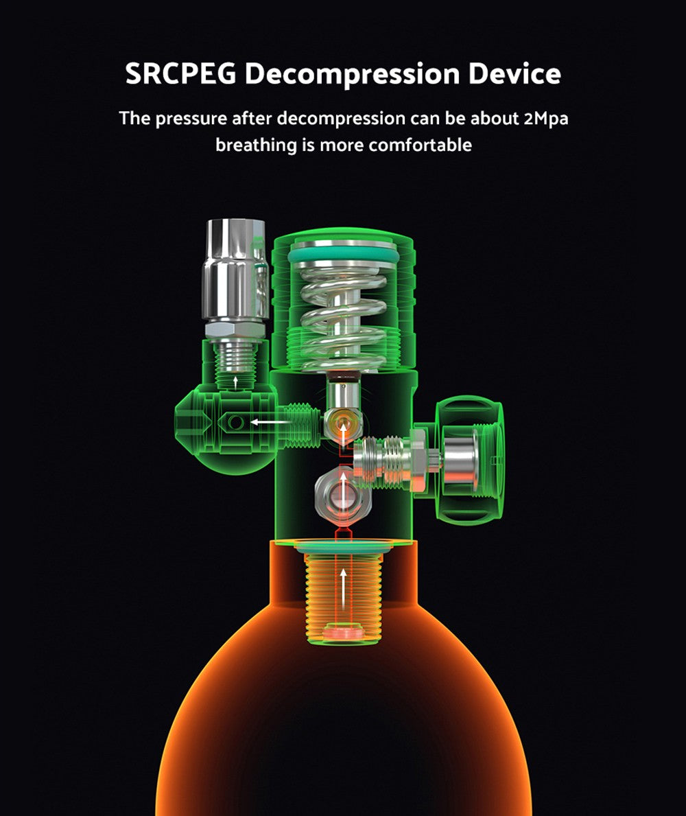 SMACO S400 Pro 1L Scuba Tank - Black