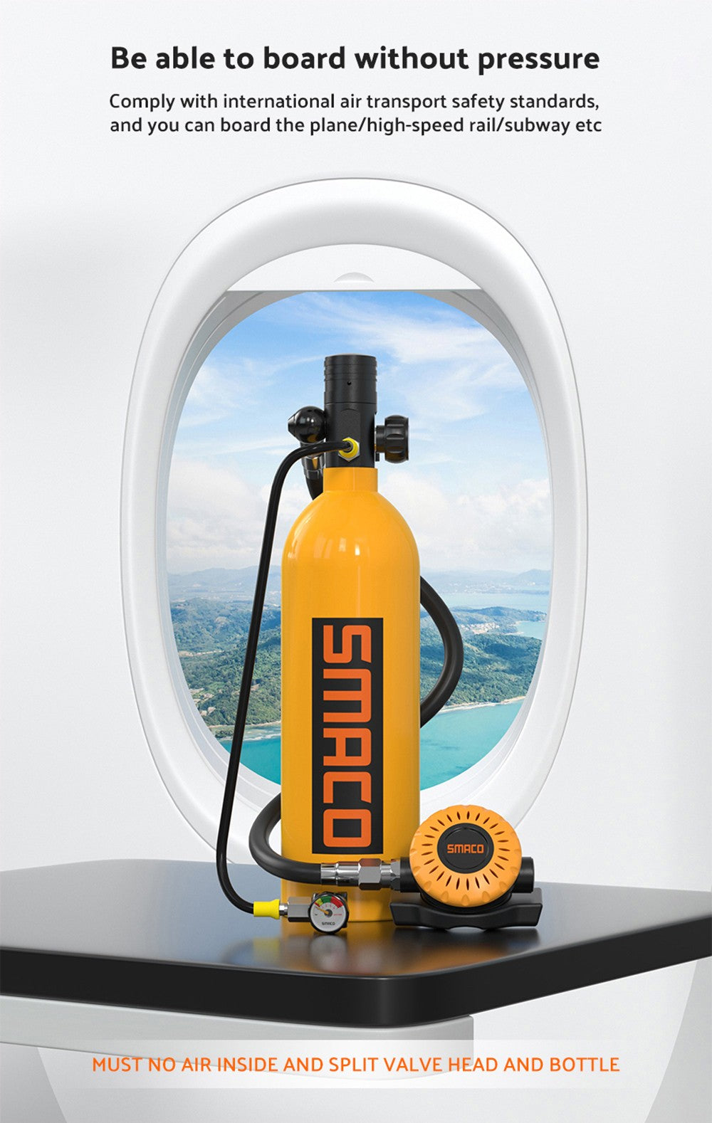 SMACO S400 Pro 1L Scuba Tank - Black