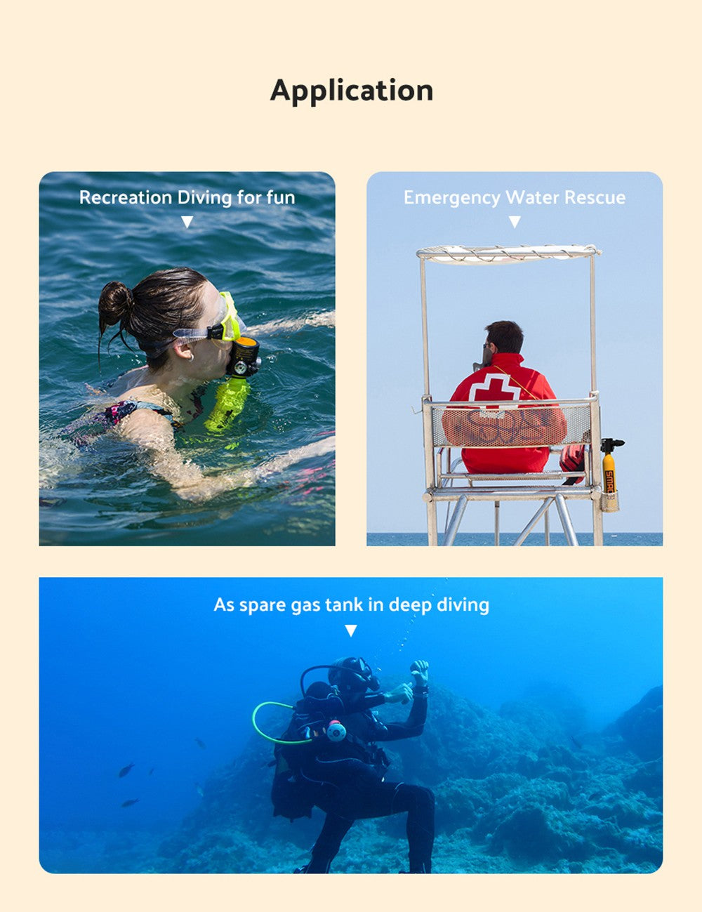 SMACO S500 0.7L Mini Scuba Diving Tank - Black