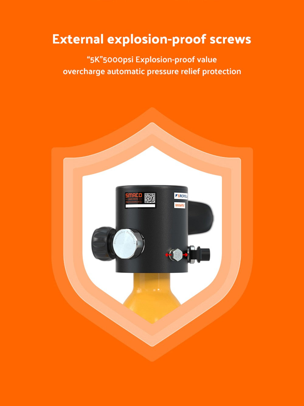 SMACO S500 0.7L Mini Scuba Diving Tank - Black