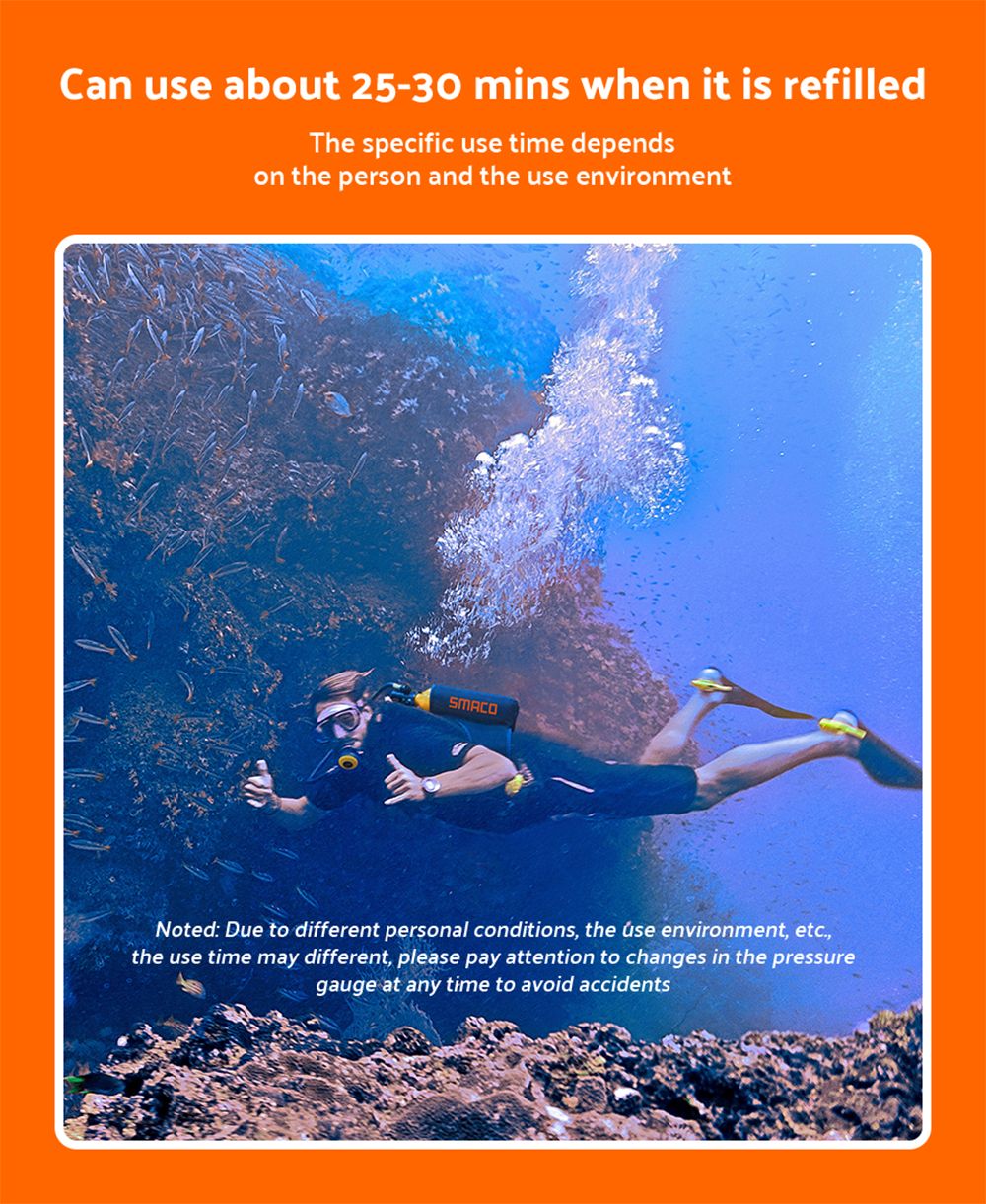 SMACO S700 Plus 2L Scuba Tank - Black