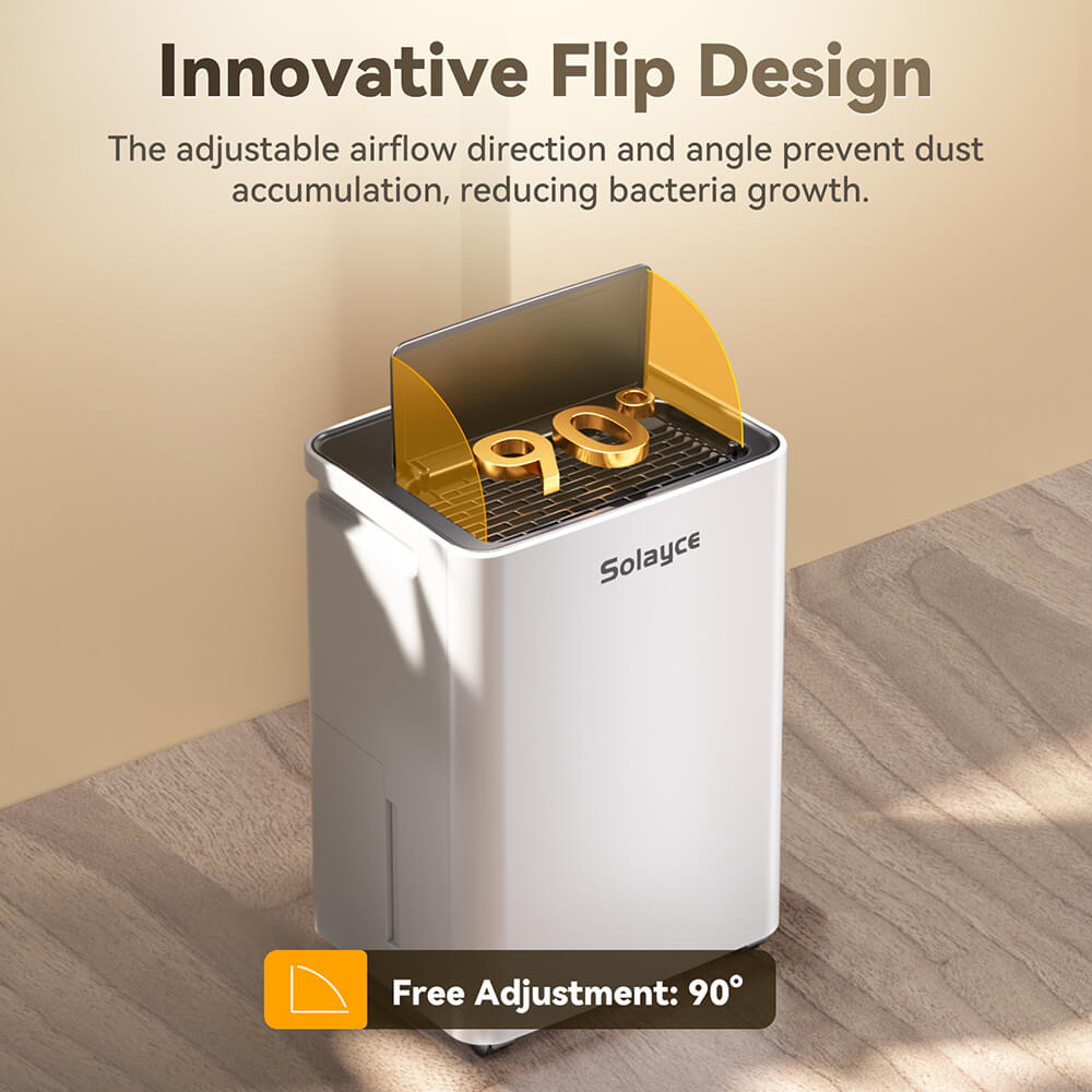 Solayce PD16R-02EE Dehumidifier with 3.2L Water Tank, Flat 35dB Noise and Smart Touch Panel