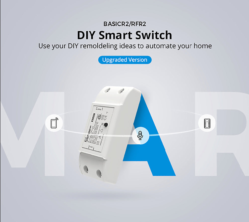 SONOFF Basic R2 Wireless WiFi Smart Switch, DIY Module, for Smart Home Automation, Voice Control, Works with Alexa & Google Home
