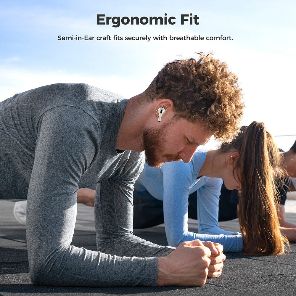 SOUNARC Q3 Earbuds, Bluetooth 5.3, IPX5 Waterproof, Up to 20 Hours Playtime - Beige