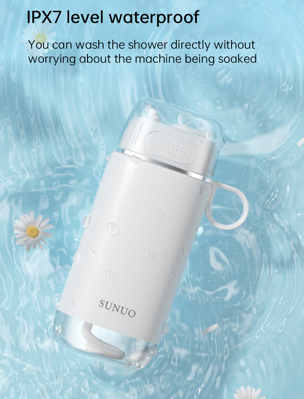 SUNUO C3 PRO Smart Visual Oral Irrigator Dental Washer with UV Sterilization, 5MP HD Camera, WiFi Connection, IPX7 Waterproof - White