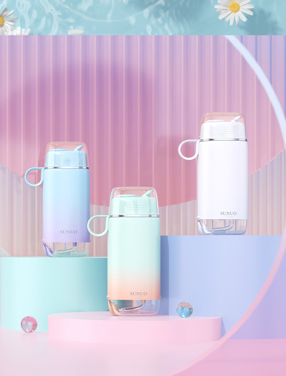 SUNUO C3 PRO Smart Visual Oral Irrigator Dental Washer with UV Sterilization, 5MP HD Camera, WiFi Connection, IPX7 Waterproof - White