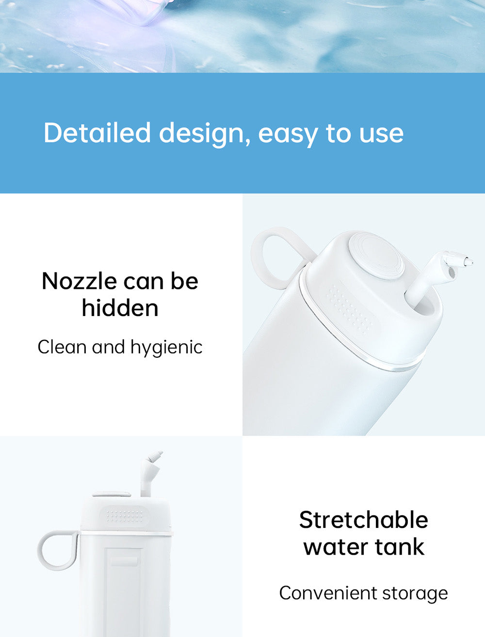 SUNUO C3 PRO Smart Visual Oral Irrigator Dental Washer with UV Sterilization, 5MP HD Camera, WiFi Connection, IPX7 Waterproof - White