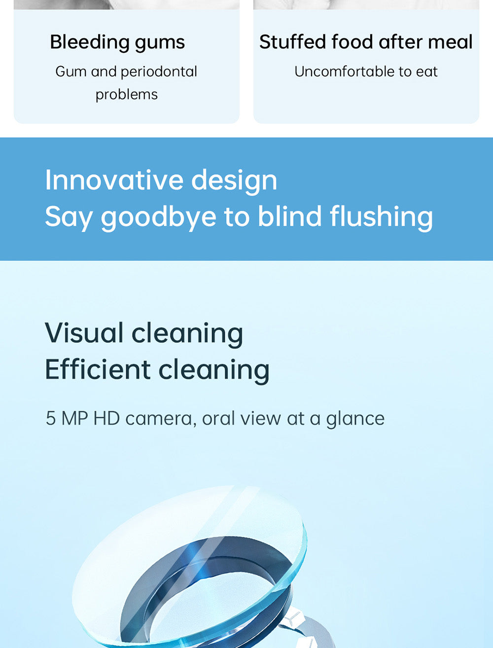 SUNUO C3 PRO Smart Visual Oral Irrigator Dental Washer with UV Sterilization, 5MP HD Camera, WiFi Connection, IPX7 Waterproof - White