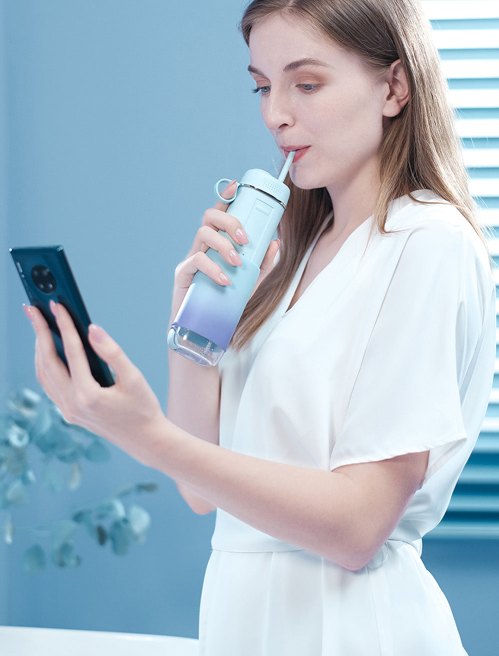 SUNUO C3 PRO Smart Visual Oral Irrigator Dental Washer with UV Sterilization, 5MP HD Camera, WiFi Connection, IPX7 Waterproof - White