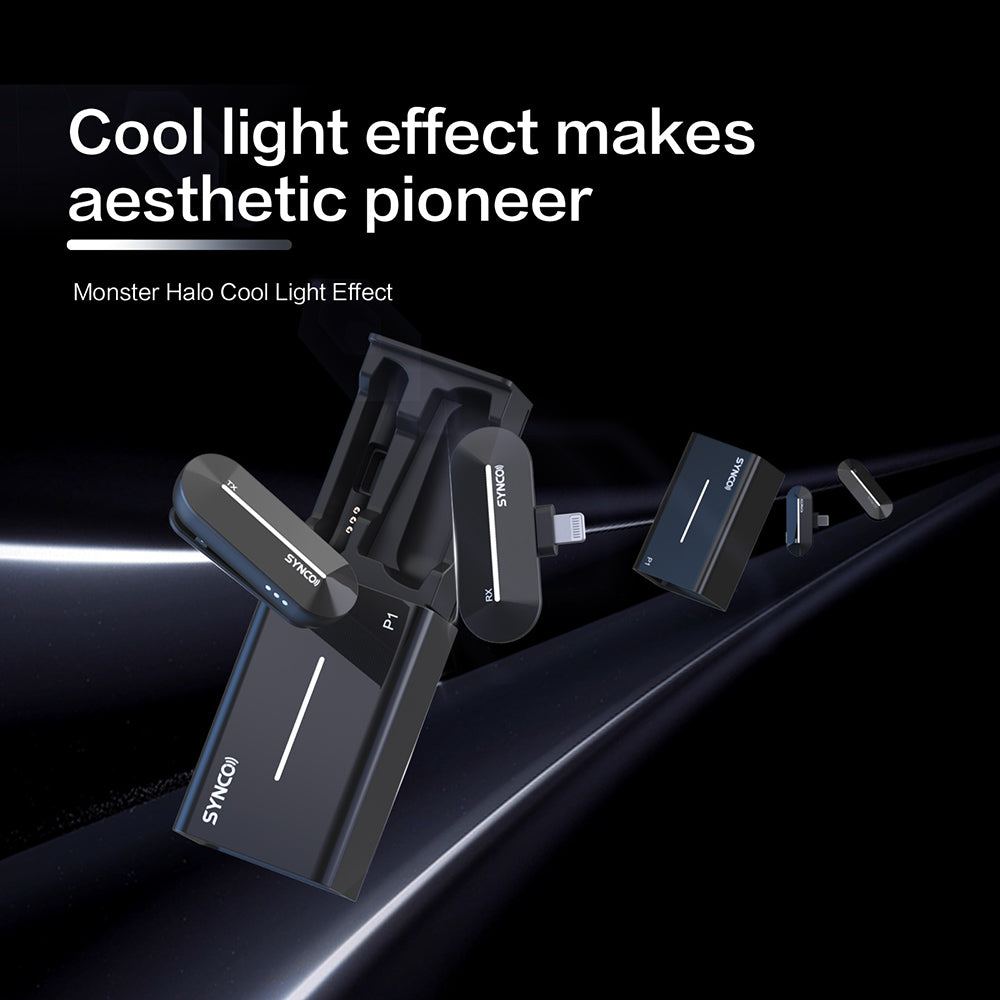 SYNCO P1S Wireless Condenser Microphone for Type-C Android Devices, Auto Contact Pairing, 150m Transmission - Type-C Receiver