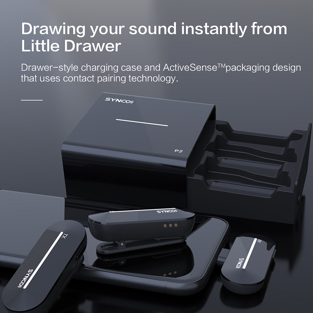 SYNCO P2S Wireless Condenser Microphone for Type-C Android Devices, Auto Pairing, 150m Transmission, Fast Charging - Type-C Receiver