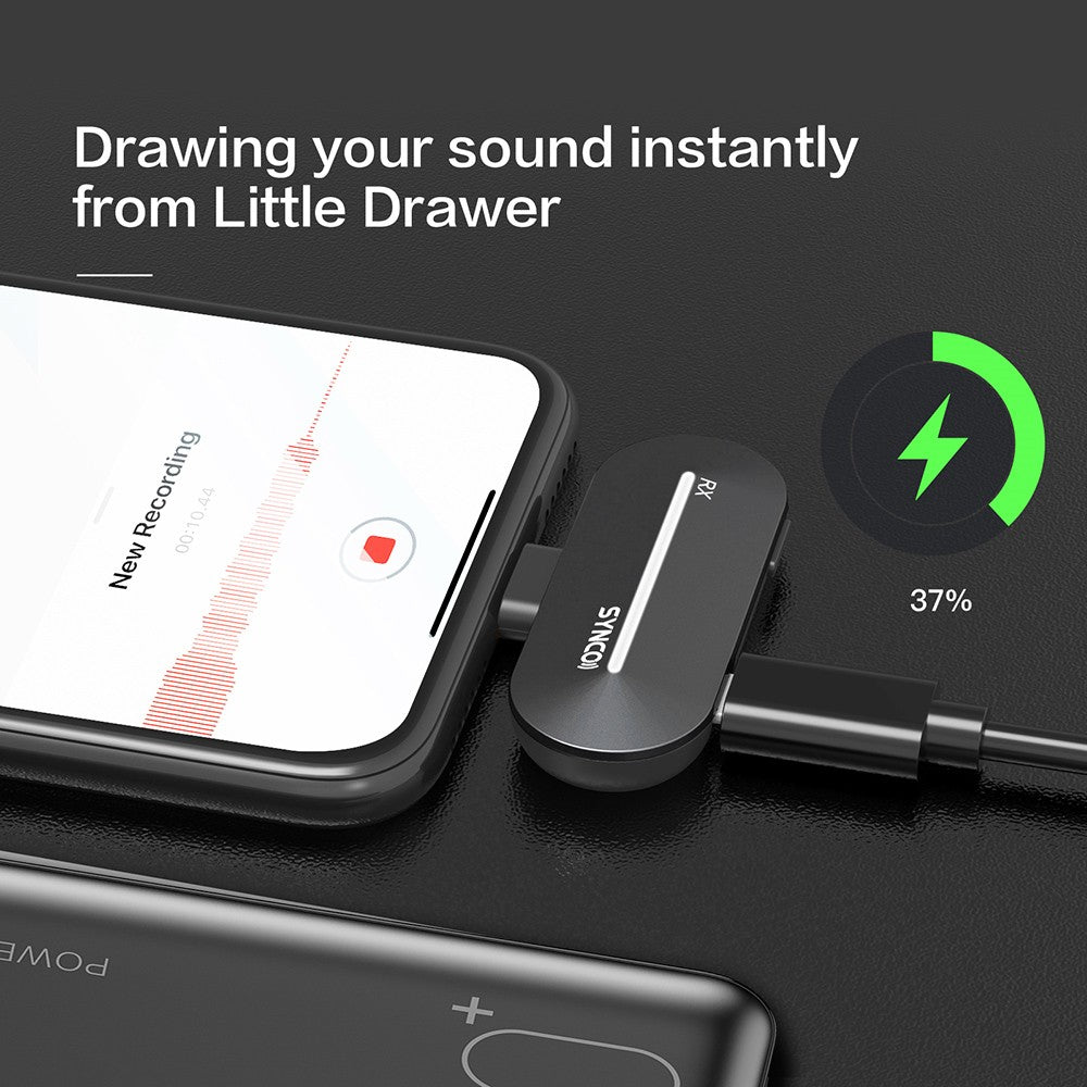 SYNCO P2S Wireless Condenser Microphone for Type-C Android Devices, Auto Pairing, 150m Transmission, Fast Charging - Type-C Receiver