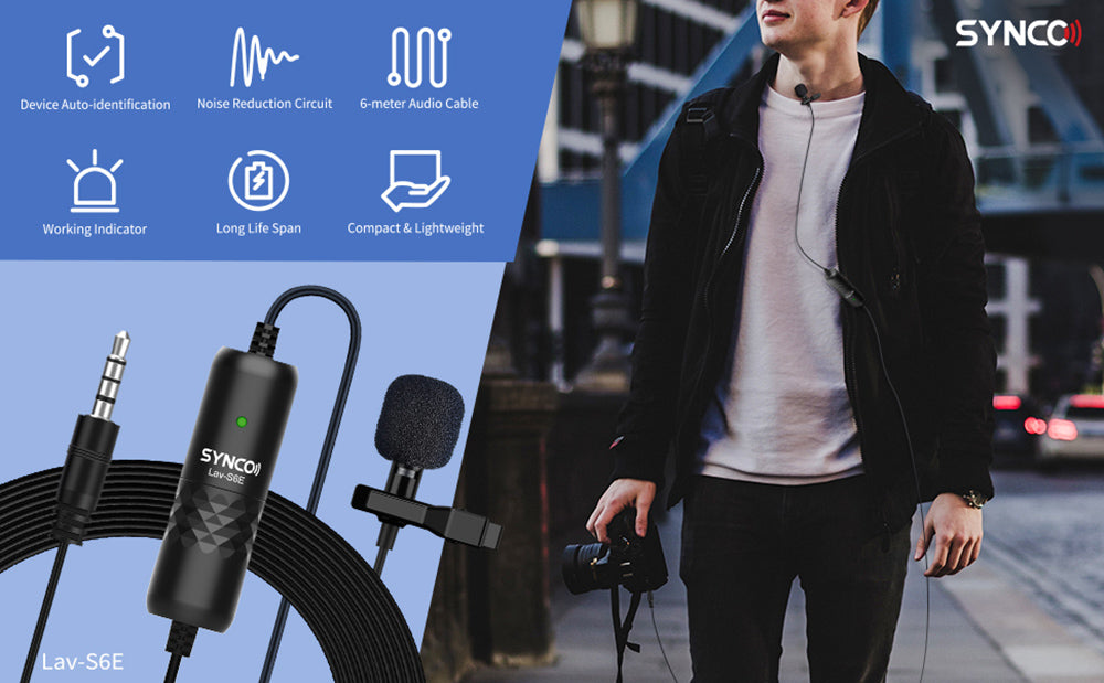 SYNCO S6E Omnidirectional Recording Lavalier Microphone