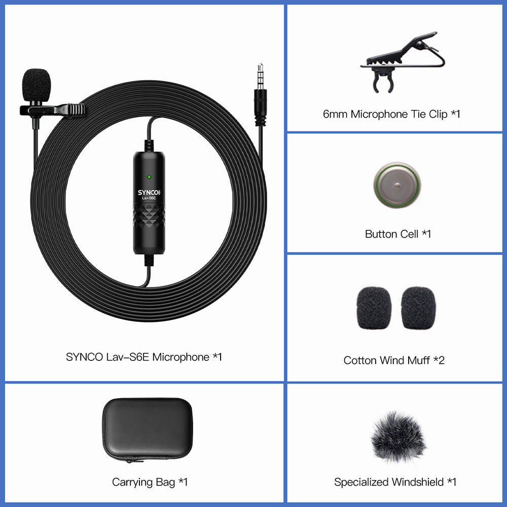 SYNCO S6E Omnidirectional Recording Lavalier Microphone