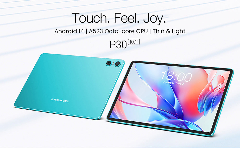 Teclast P30 10.1inch Tablet, Android 14, 4GB RAM 64G ROM, 5MP Al Dual Camera, 1280x800 Resolution, Qcta-Core, 6000mAh Battery, Type-C/GMS/WiFi/Bluetooth/3.5mm Jack