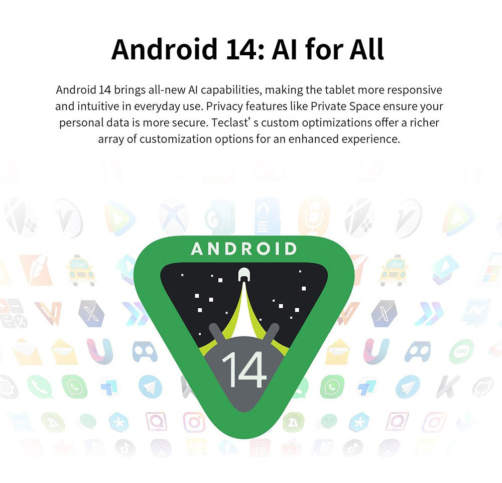 Teclast P30 10.1inch Tablet, Android 14, 4GB RAM 64G ROM, 5MP Al Dual Camera, 1280x800 Resolution, Qcta-Core, 6000mAh Battery, Type-C/GMS/WiFi/Bluetooth/3.5mm Jack