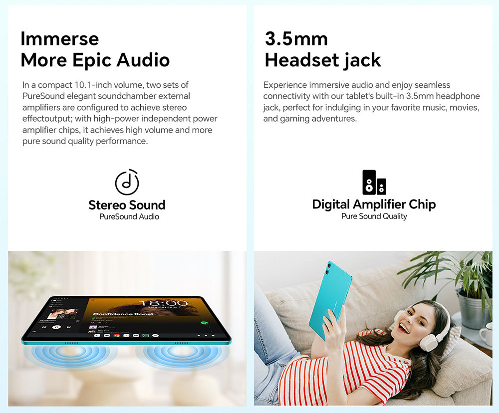 Teclast P30 10.1inch Tablet, Android 15, 4GB RAM 64G ROM, 5MP Al Dual Camera, 1280x800 Resolution, Qcta-Core, 6000mAh Battery, Type-C/GMS/WiFi/Bluetooth/3.5mm Jack