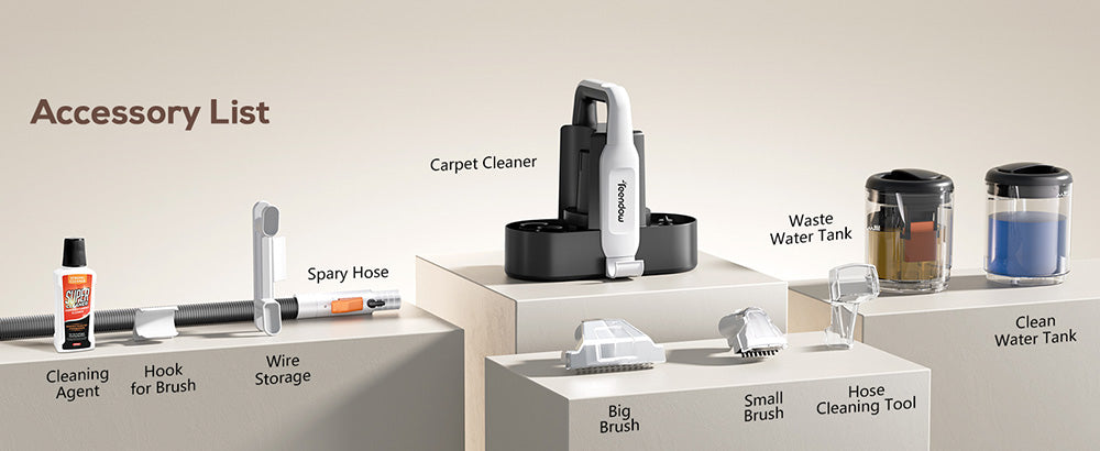 Teendow C5 Carpet Cleaner Vacuum, 11KPa Powerful Suction, ≤80dB Low Noise, 1500ml Large Water Tank Capacity