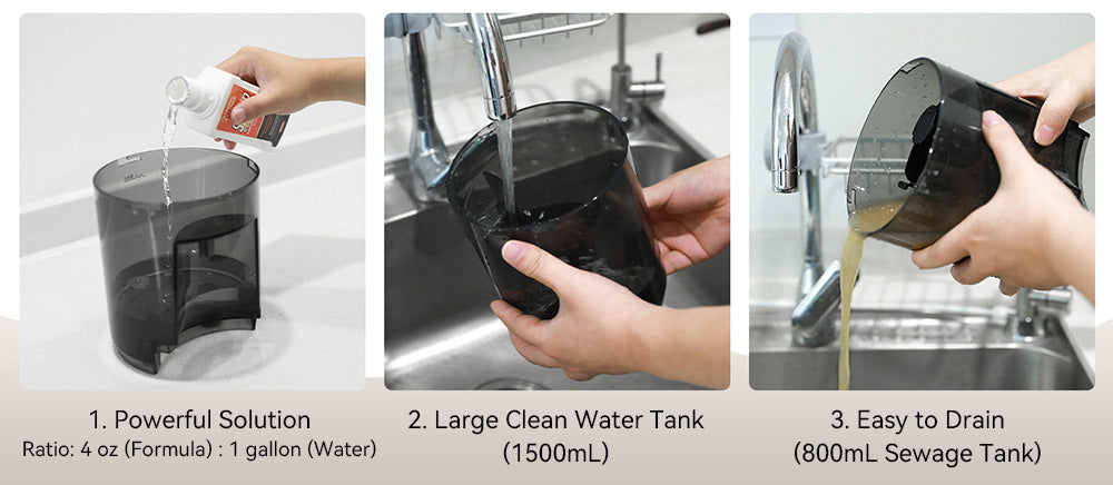 Teendow C5 Carpet Cleaner Vacuum, 11KPa Powerful Suction, ≤80dB Low Noise, 1500ml Large Water Tank Capacity