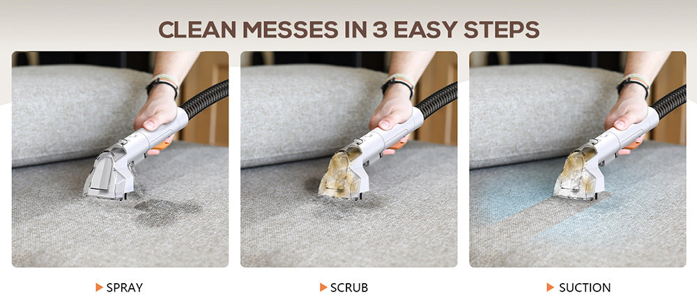 Teendow C5 Carpet Cleaner Vacuum, 11KPa Powerful Suction, ≤80dB Low Noise, 1500ml Large Water Tank Capacity