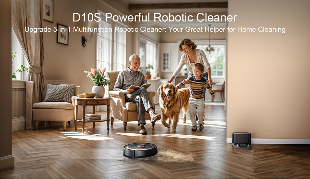 Teendow D10S MAX 2-in-1 Robot Vacuum Cleaner and Mop with Auto-empty Station, 4500Pa Powerful Suction, Smart Mapping