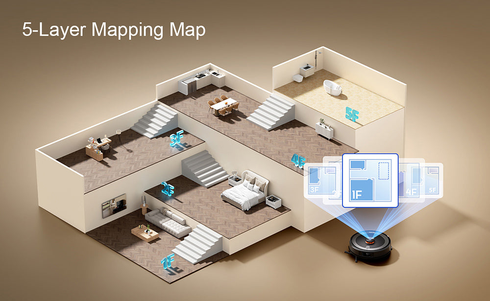 Teendow D10S MAX 2-in-1 Robot Vacuum Cleaner and Mop with Auto-empty Station, 4500Pa Powerful Suction, Smart Mapping