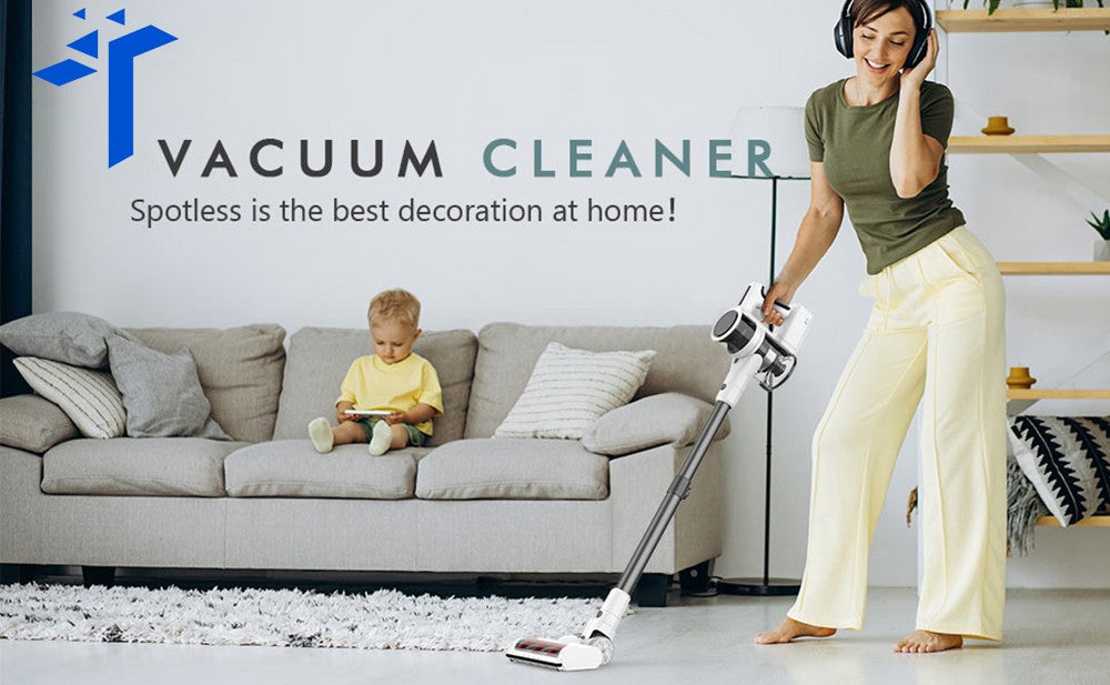 Teendow P11 Pro Cordless Vacuum Cleaner, 126,000Pa Powerful Suction, 30min Runtime, 2200mAh Battery, 450ML Dust Capacity, Quiet Operation ≤75dB, Ideal for Pet Hair & Home Cleaning, White