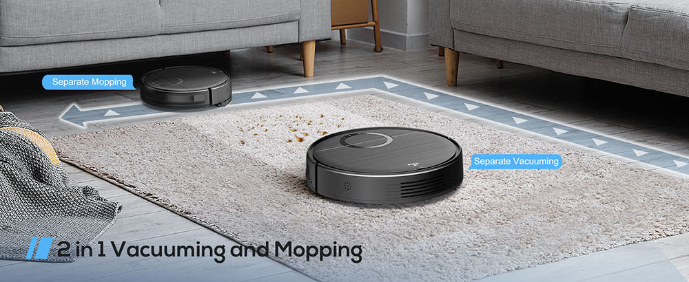 Teendow T7S Robot Vacuum Cleaner and Mop, 2000Pa Powerful Suction, 230ml Water Tank, Smart App & Voice Control, 100min Runtime, Self-Charging, 4 Cleaning Modes, Obstacle Avoidance, Ideal for Pet Owners