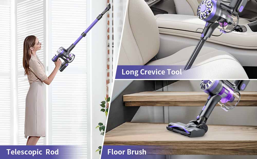 Teendow V07 Cordless Vacuum Cleaner, 12KPa Powerful Suction, 30min Runtime, 2200mAh Battery, 0.9L Dust Cup, 5-Stage Filtration, Wall-Mounted Design for Hard Floors & Carpets