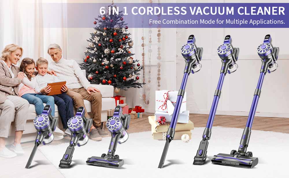 Teendow V07 Cordless Vacuum Cleaner, 12KPa Powerful Suction, 30min Runtime, 2200mAh Battery, 0.9L Dust Cup, 5-Stage Filtration, Wall-Mounted Design for Hard Floors & Carpets