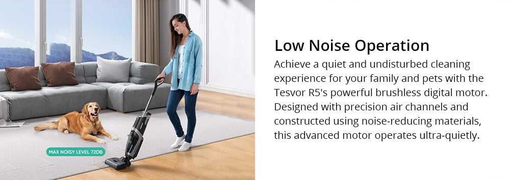 Tesvor R5 Pro Cordless Wet Dry Vacuum Cleaner, 13000Pa Suction, Self-Cleaning, 900ml Water Tank, Smart Dirt Sensor, 45min Max Runtime, 3800mAh Battery, Voice Control, LED Display