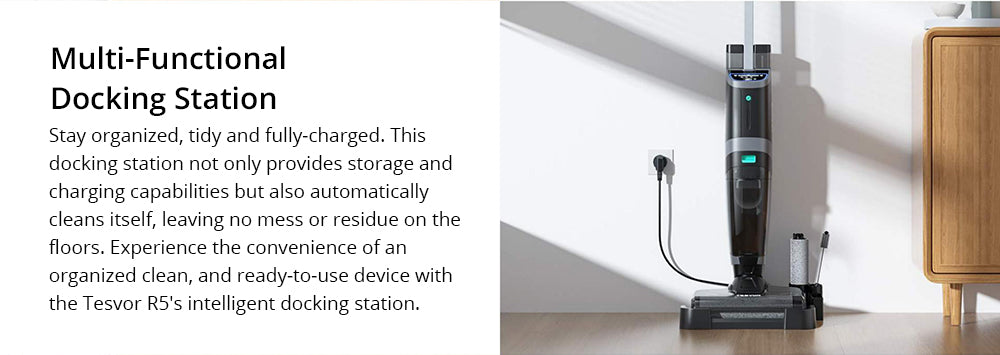 Tesvor R5 Pro Cordless Wet Dry Vacuum Cleaner, 13000Pa Suction, Self-Cleaning, 900ml Water Tank, Smart Dirt Sensor, 45min Max Runtime, 3800mAh Battery, Voice Control, LED Display