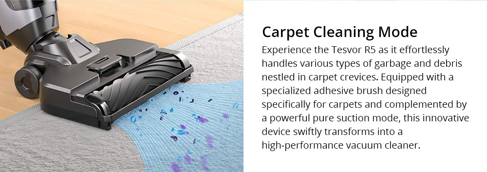 Tesvor R5 Pro Cordless Wet Dry Vacuum Cleaner, 13000Pa Suction, Self-Cleaning, 900ml Water Tank, Smart Dirt Sensor, 45min Max Runtime, 3800mAh Battery, Voice Control, LED Display