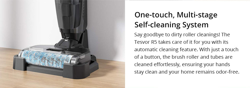 Tesvor R5 Pro Cordless Wet Dry Vacuum Cleaner, 13000Pa Suction, Self-Cleaning, 900ml Water Tank, Smart Dirt Sensor, 45min Max Runtime, 3800mAh Battery, Voice Control, LED Display