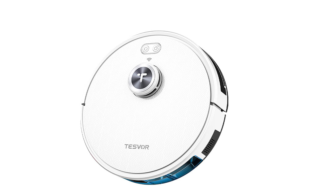 Tesvor S7 Pro AES Robot Vacuum Cleaner with Automatic Empty Station, Mopping Function, 6000Pa Suction, Laser Navigation, 600ml Dustbin, 2.8L Dust Bag, 180Mins Runtime, App Control / Remote Control - White