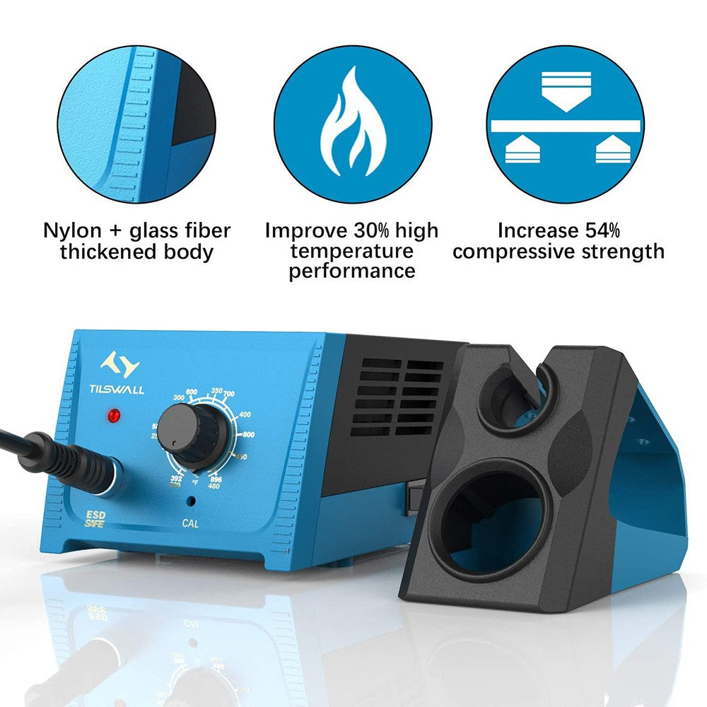 Tilswall RJ969 65W Soldering Iron Station, 5 Iron Tips, Smart Temperature Control (392°F-896°F), Anti-static, ESD Safe