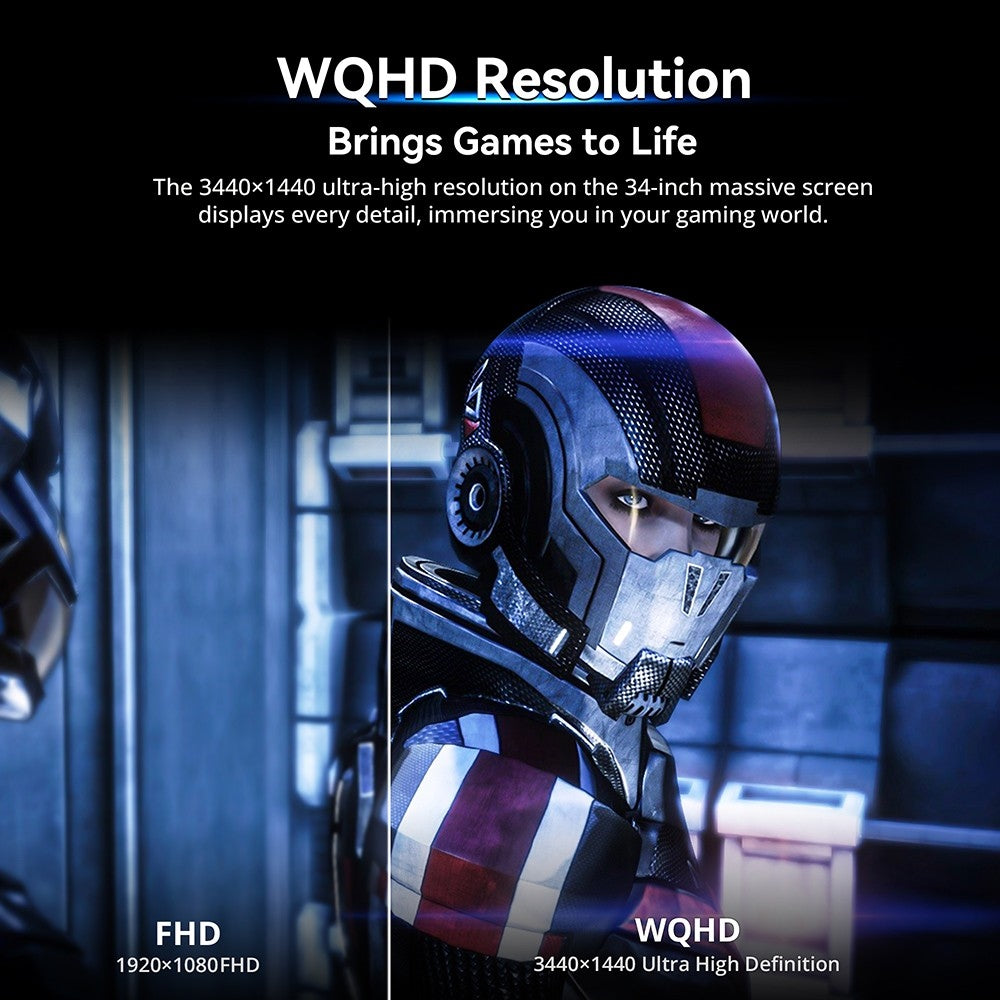 TITAN ARMY C34CHR Gaming Monitor, 34-inch 1500R 3440x1440 WQHD Curved Screen, 165Hz Refresh Rate, 1ms MPRT, Adaptive Sync, 99% sRGB, Support PIP & PBP Display, E-sports Backlight, Tilt Adjustment Wall Mount, Low Blue Light