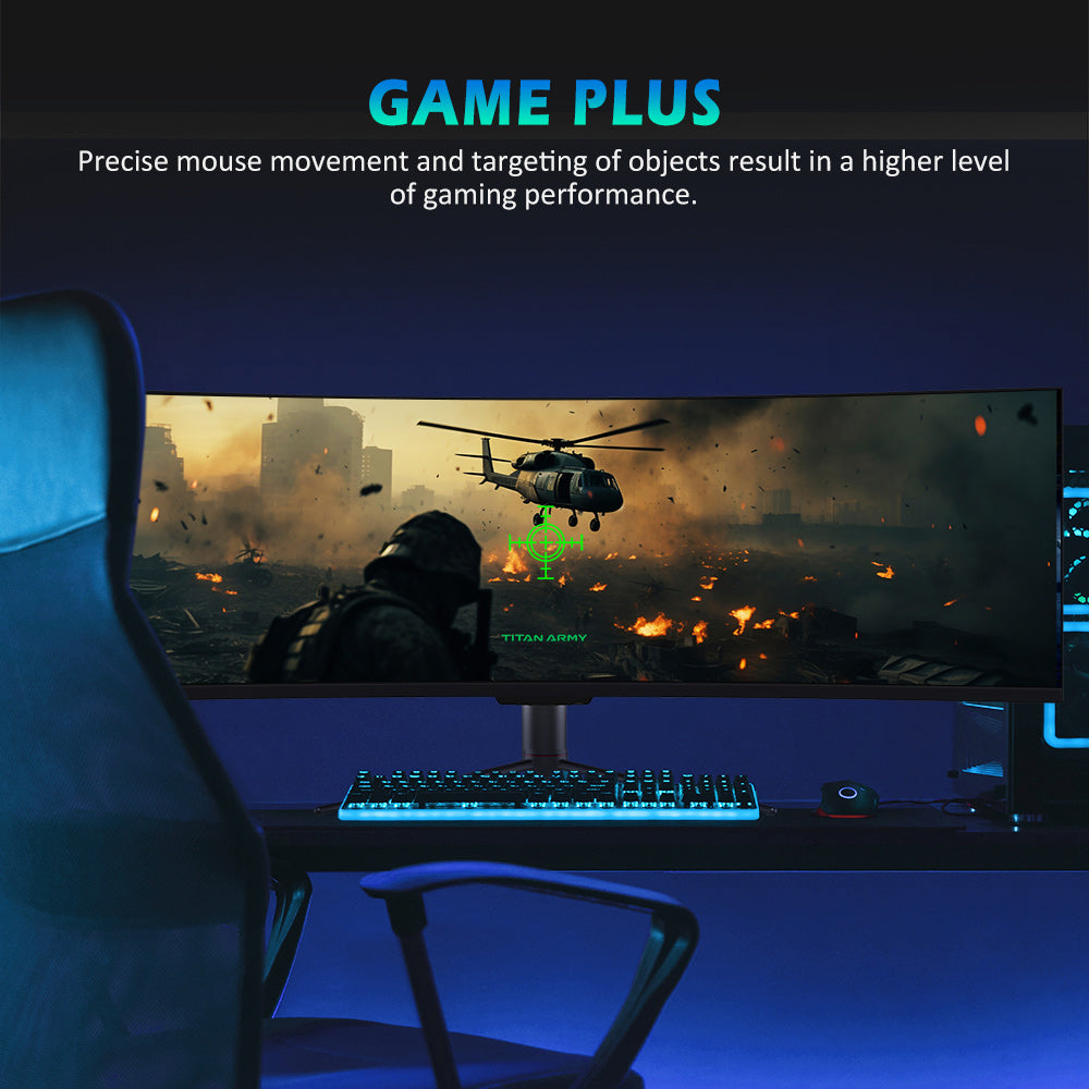 TITAN ARMY C49SHC 49-inch Gaming Monitor, 3840*1080 CSOT HVA Panel, 32:9 Oversized Curved Screen, 144Hz High Refresh Rate, Smart PIP/PBP Split Screen, Adaptive-Sync, 1*HDMI 2.0 1*DP 1.4 1*Full-Feature USB-C 1*USB-B 2*USB-A, 65W Reverse Charging