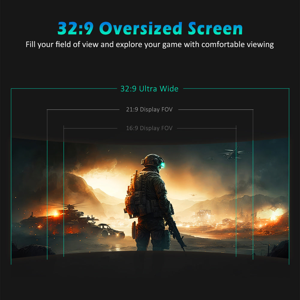 TITAN ARMY C49SHC 49-inch Gaming Monitor, 3840*1080 CSOT HVA Panel, 32:9 Oversized Curved Screen, 144Hz High Refresh Rate, Smart PIP/PBP Split Screen, Adaptive-Sync, 1*HDMI 2.0 1*DP 1.4 1*Full-Feature USB-C 1*USB-B 2*USB-A, 65W Reverse Charging