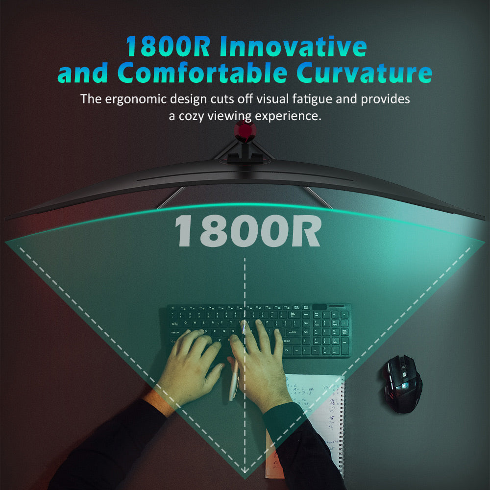 TITAN ARMY C49SHC 49-inch Gaming Monitor, 3840*1080 CSOT HVA Panel, 32:9 Oversized Curved Screen, 144Hz High Refresh Rate, Smart PIP/PBP Split Screen, Adaptive-Sync, 1*HDMI 2.0 1*DP 1.4 1*Full-Feature USB-C 1*USB-B 2*USB-A, 65W Reverse Charging