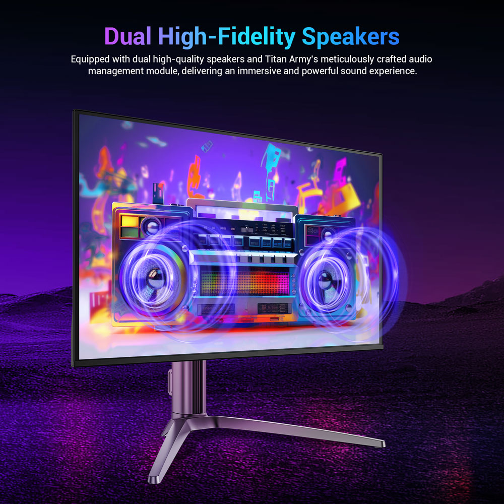 TITAN ARMY G27T8T Gaming Monitor, 26.5-inch 2560*1440 QD-OLED Screen, 360Hz Refresh Rate, 0.03ms GTG, 1000 nits, HDR 400, Adaptive-Sync, Game Assist, 65W Type-C Charging, Dual Speakers, Ambient Light, 2*HDMI 2.1 1*DP 1.4 1*USB-A 1*USB-B 1*Audio